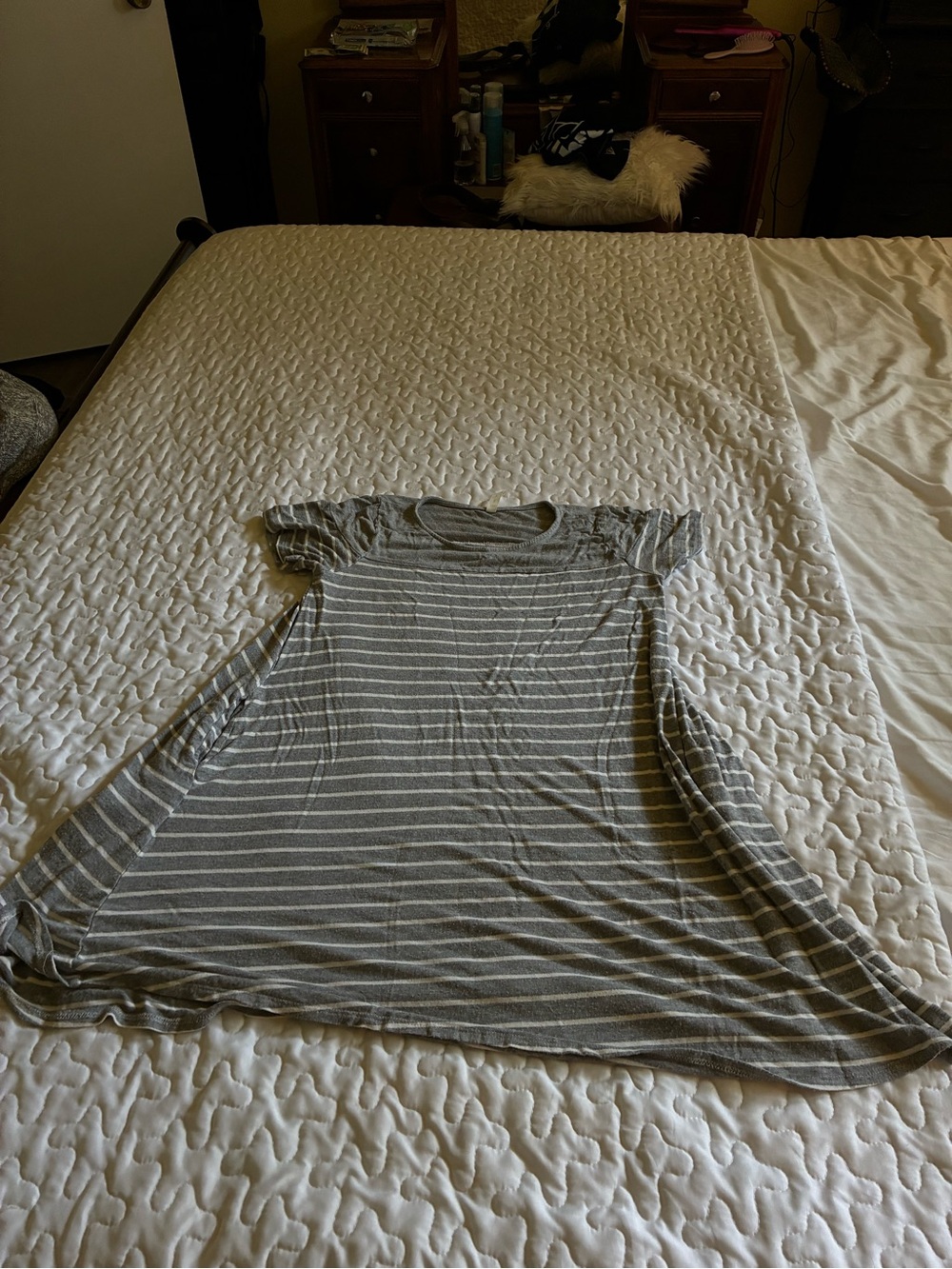 Gray Striped Midi Dress - Casual Women's Fit